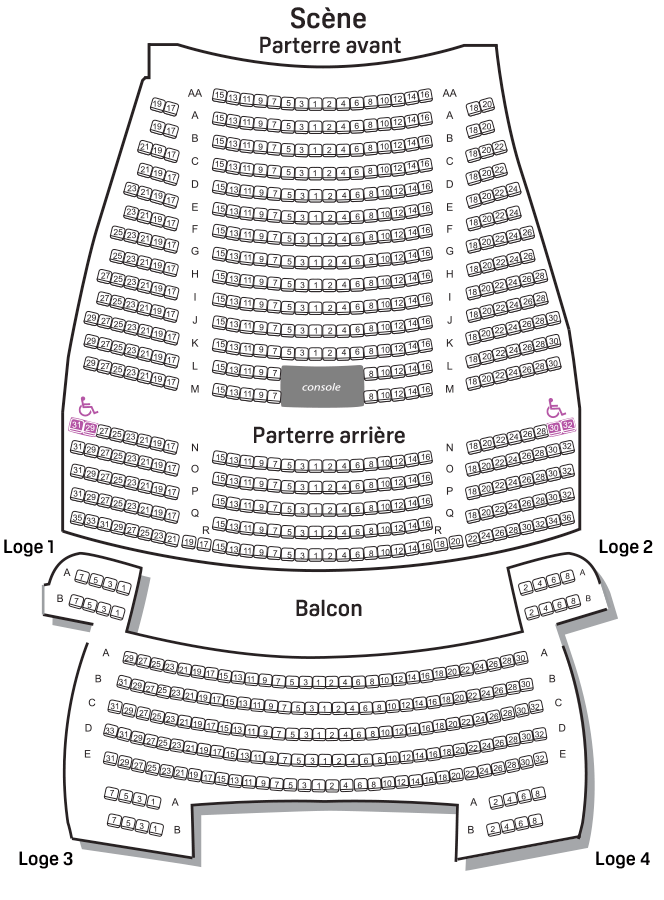 Plan de la Salle Desjardins du Centre des arts Juliette-Lassonde de Saint-Hyacinthe
